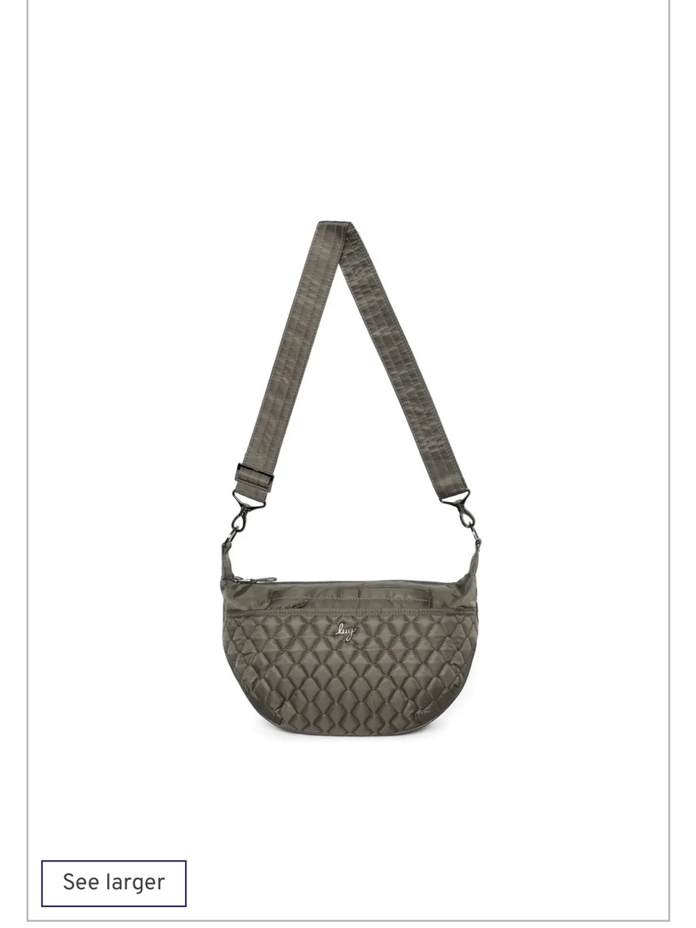 lug Quilted Half-Moon Crossbody Bag in Olive